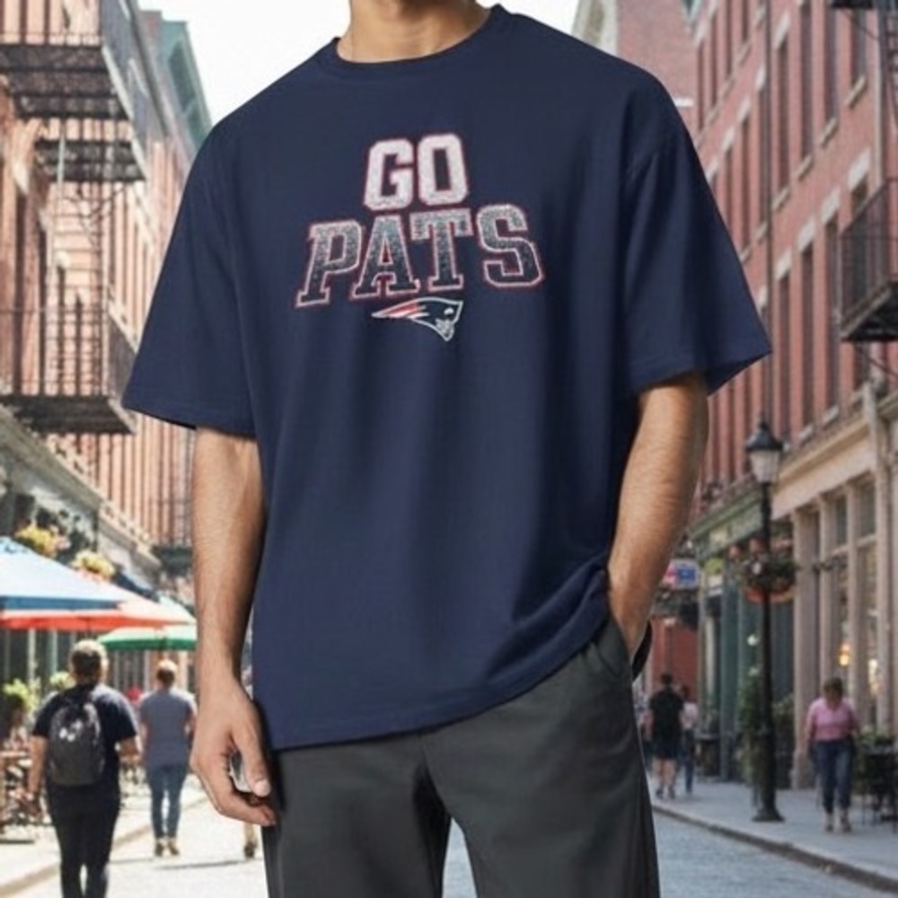 Fanatics T-Shirt Mens L Navy Blue Go Pats New England Patriots NFL Team Apparel
